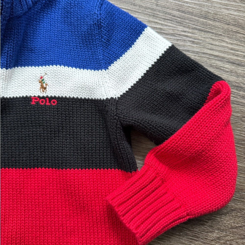 Polo by Ralph Lauren Toddler Boy’s Quarter Zip Up Sweater - Picture 3 of 5